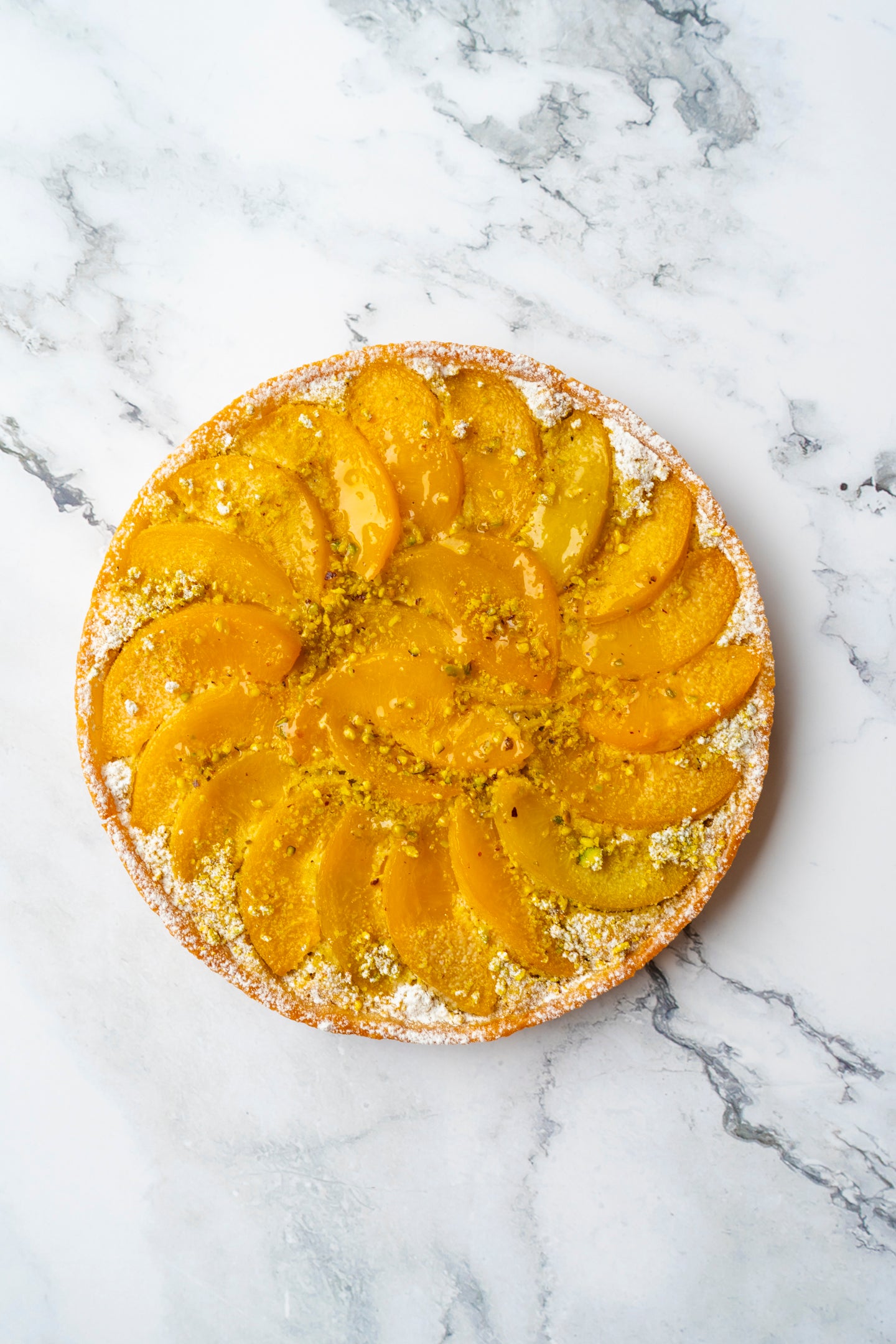 Tarte pêches pistache - 6\8 personnes